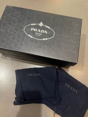 Prada Black Shoe Box with 2 Shoe Dust Bags & Branded Tissue Paper